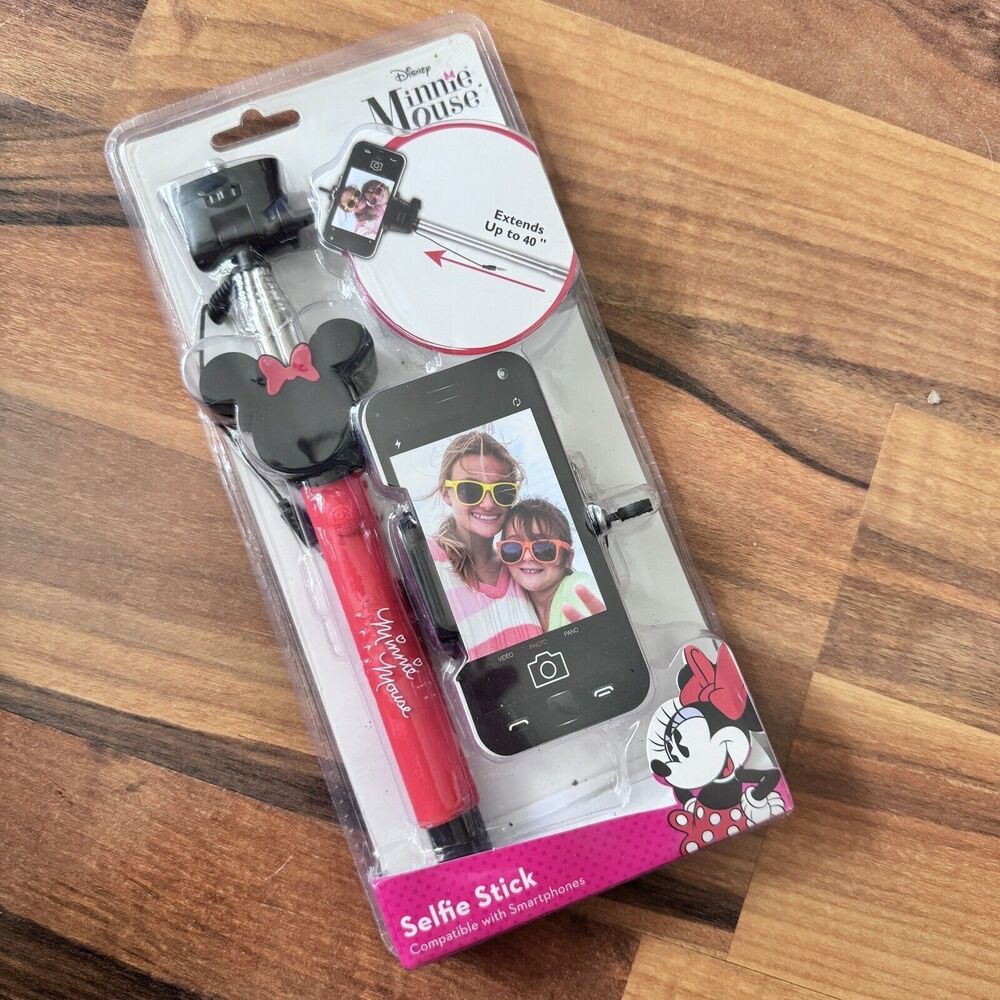 Walt Disney Minnie Mouse Selfie Stick Up to 40" Extending Smartphone Cradle NEW